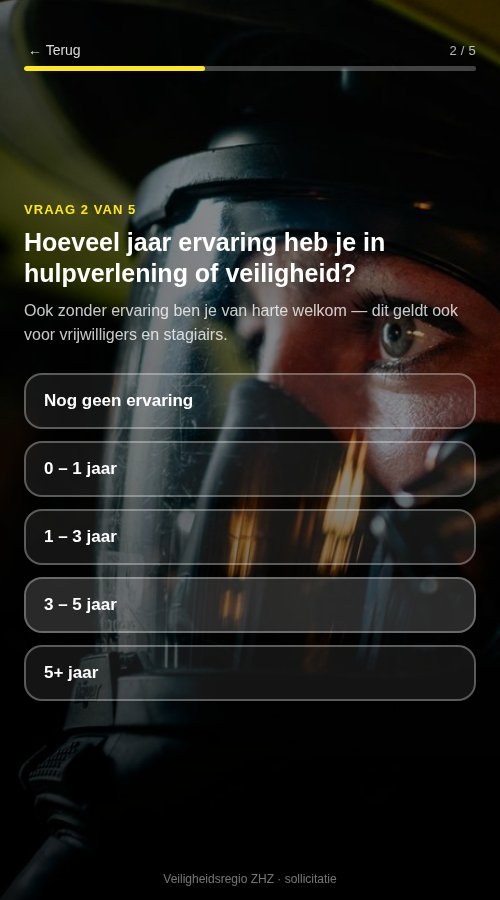 Vraag 2 van 5 in de vacatureflow