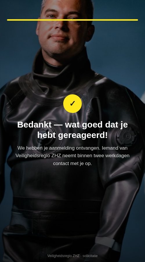 Bevestigingsscherm na het versturen van de sollicitatie