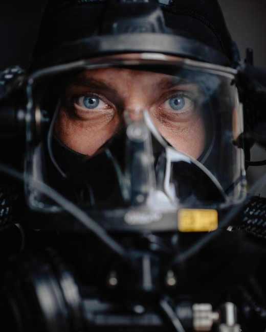 Close-up door het masker
